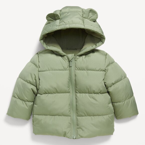Old Navy Green Puffer Jacket with Hood - Picture 1 of 4